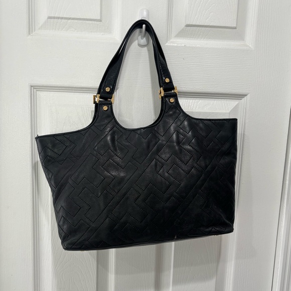 Tory Burch Handbags - Tory Burch Black T Stitched Tote Bag